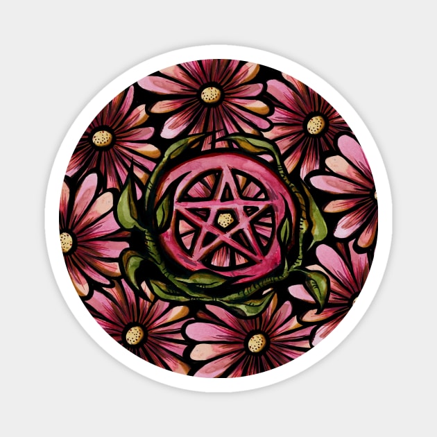 Green Witch Pentagram Magnet by bubbsnugg